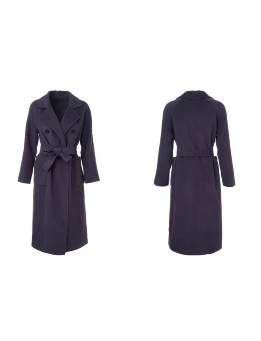 Long pure wool coat with a suit collar