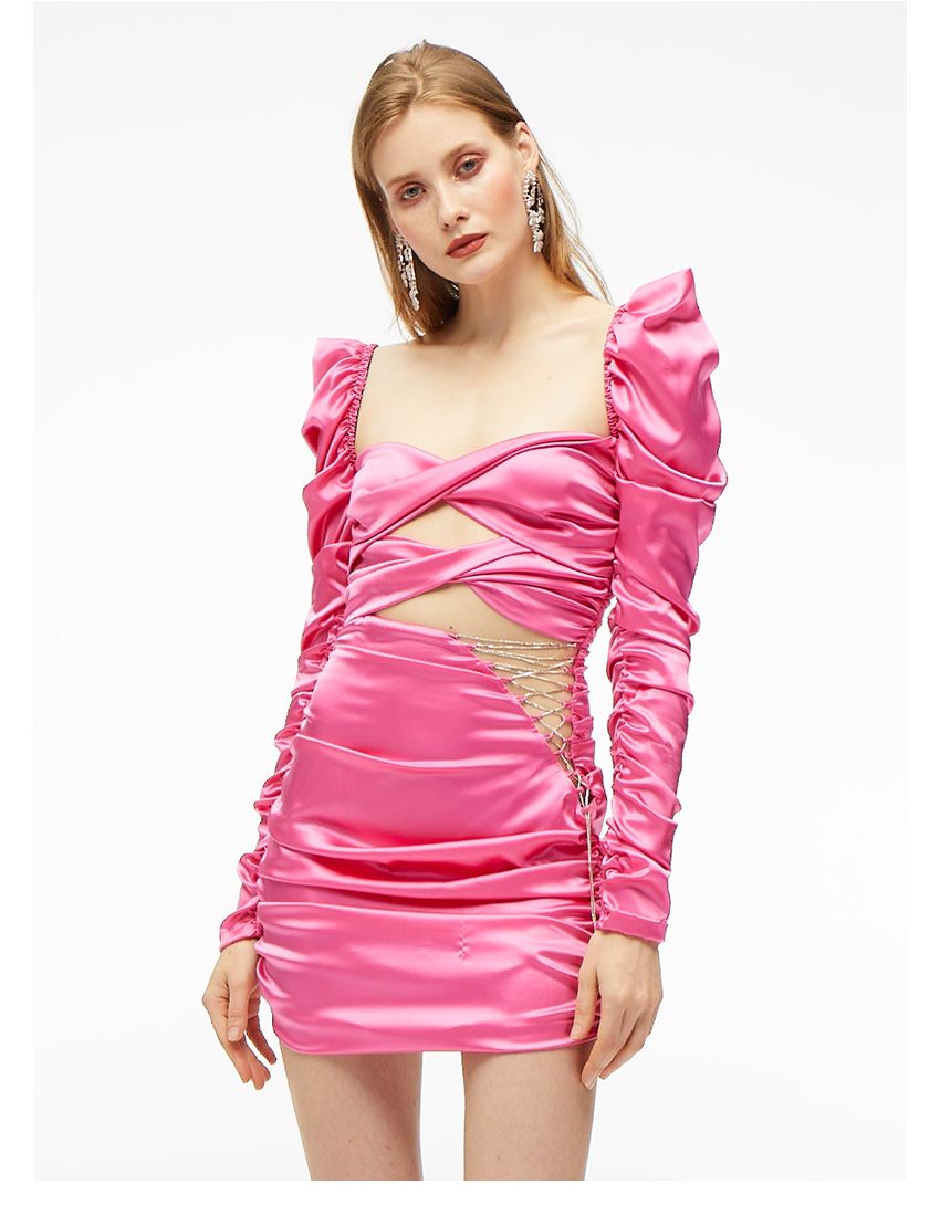 Hollow Silk Sexy Backless Dress