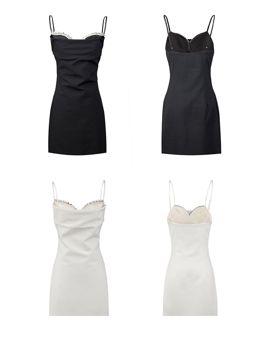 Straps Pearl Diamond Chain Backless Sexy Skirt