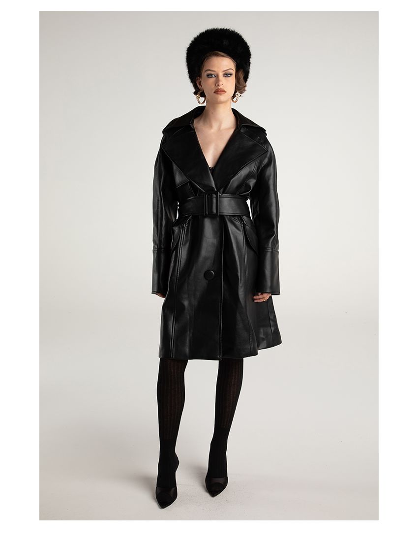 Classic modern trench coat oversized leather jacket