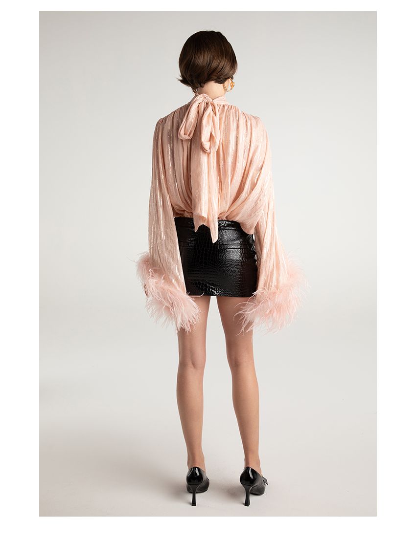 Vintage gold buckle decorative leather skirt