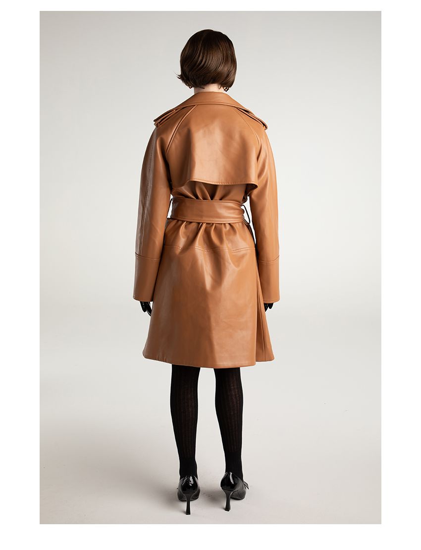 Classic modern trench coat oversized leather jacket
