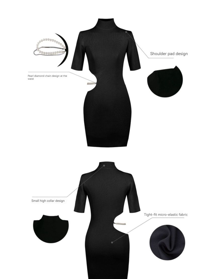 Hollow Knitted Pearl Sexy Hot Girl Skirt